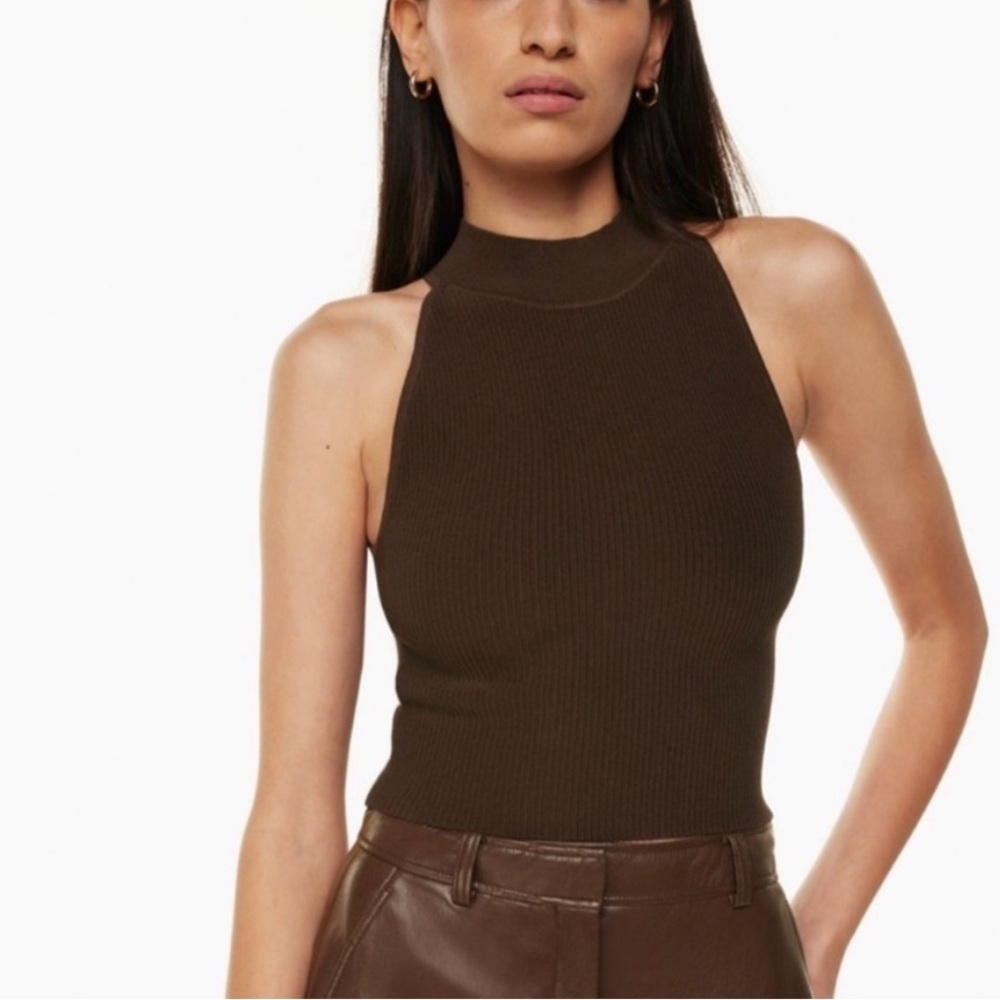 Aritzia Babaton Sculpt Knit Mockneck Halter Top